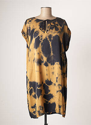 Robe mi-longue coupe fluide manches courtes beige LAUREN VIDAL femme