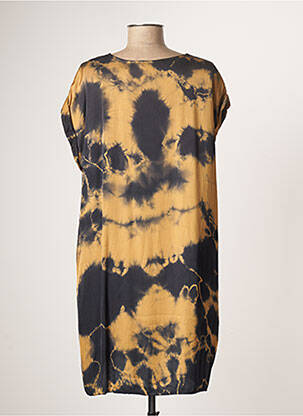 Robe mi-longue coupe fluide manches courtes beige LAUREN VIDAL femme