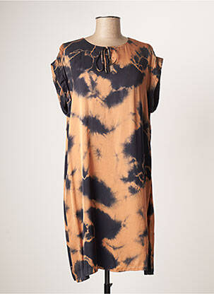 Robe mi-longue coupe fluide manches courtes orange LAUREN VIDAL femme