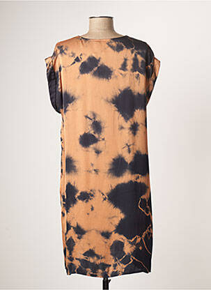 Robe mi-longue coupe fluide manches courtes orange LAUREN VIDAL femme