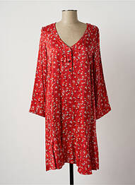 Robe mi-longue coupe fluide manches longues rouge LAUREN VIDAL femme