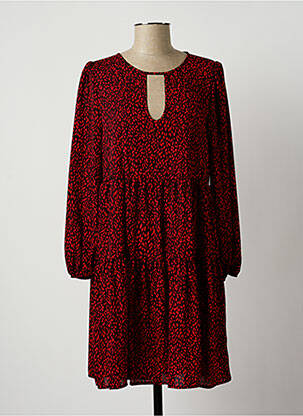Robe mi-longue coupe fluide manches longues rouge LAUREN VIDAL femme