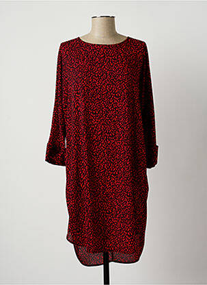 Robe mi-longue coupe fluide manches longues rouge LAUREN VIDAL femme