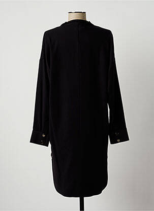 Robe mi-longue tissage crêpe manches longues noir LAUREN VIDAL femme