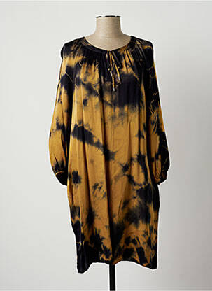 Robe mi-longue coupe fluide manches longues beige LAUREN VIDAL femme