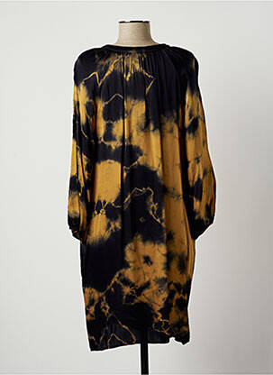 Robe mi-longue coupe fluide manches longues beige LAUREN VIDAL femme