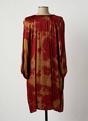 Robe mi-longue coupe fluide manches longues rouge LAUREN VIDAL femme