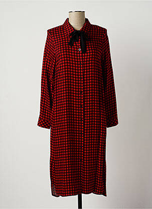 Robe mi-longue manches longues manches longues rouge LAUREN VIDAL femme