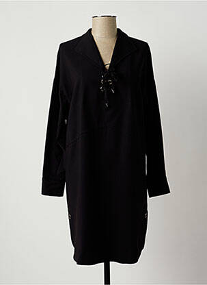 Robe mi-longue manches longues manches longues noir LAUREN VIDAL femme