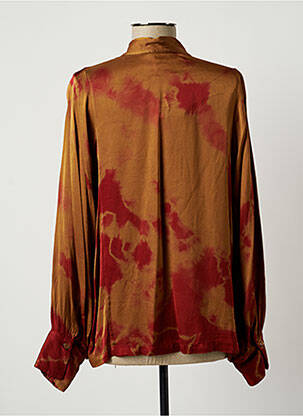 Blouse tissage popeline manches longues marron LAUREN VIDAL femme