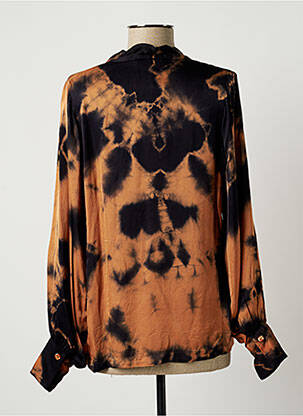 Blouse poignets boutonnés avec fente manches longues orange LAUREN VIDAL femme