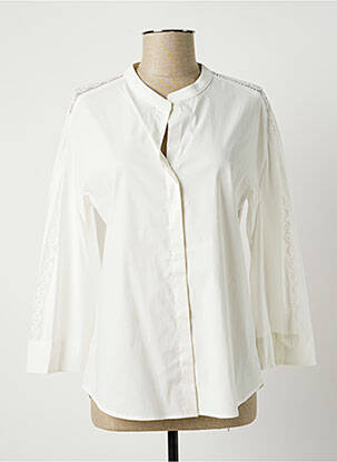 Chemisier tissage popeline manches longues blanc LAUREN VIDAL femme