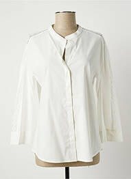 Chemisier tissage popeline manches longues blanc LAUREN VIDAL femme