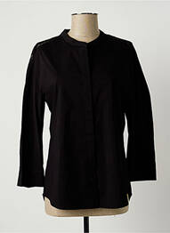Chemisier tissage popeline manches longues noir LAUREN VIDAL femme