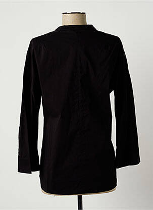 Chemisier tissage popeline manches longues noir LAUREN VIDAL femme