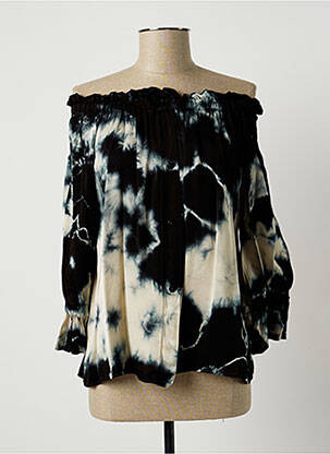 Chemisier coupe fluide manches longues noir LAUREN VIDAL femme