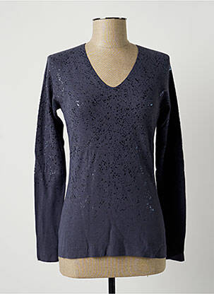 Pull col v manches longues bleu LAUREN VIDAL femme