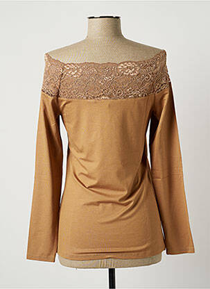 Top stretch manches longues marron LAUREN VIDAL femme