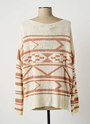 Pull resserrée sur le bas manches longues beige LAUREN VIDAL femme