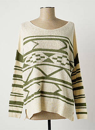 Pull resserrée sur le bas manches longues beige LAUREN VIDAL femme