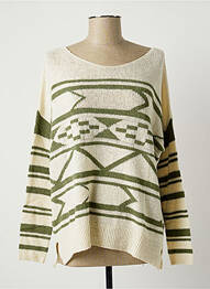 Pull finition bords-côtes manches longues beige LAUREN VIDAL femme