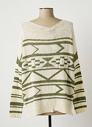 Pull resserrée sur le bas manches longues beige LAUREN VIDAL femme