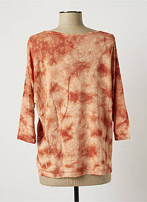 Pull coupe droite manches 3/4 orange LAUREN VIDAL femme