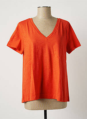 T-shirt coupe droite manches courtes orange LAUREN VIDAL femme