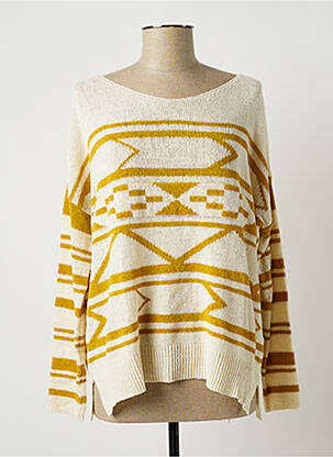 Pull col bateau manches longues beige LAUREN VIDAL femme