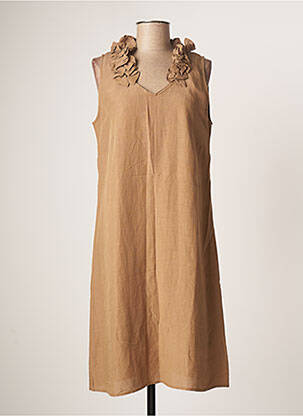 Robe mi-longue sans manche sans manche marron NINATI femme