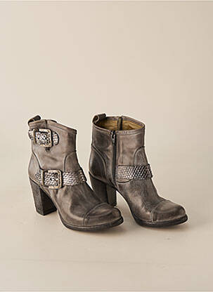 Bottines/boots matière lisse talon de 7 à 9cm gris LIFE femme