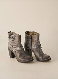 Bottines/boots matière lisse talon de 7 à 9cm gris LIFE femme