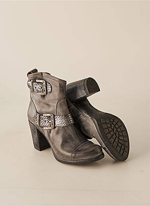 Bottines/boots matière lisse talon de 7 à 9cm gris LIFE femme