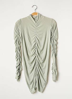 Top tissage jersey manches longues vert STYLE NANDA femme