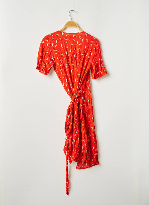 Robe mi-longue imprimé fleurs manches courtes orange LA REDOUTE femme