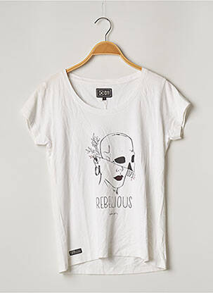 T-shirt imprimé fantaisie manches courtes blanc D73 femme