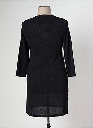 Robe mi-longue manches 3/4 manches 3/4 noir KALISSON femme