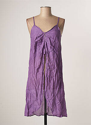 Tunique manches longues col v violet CATY LESCA femme