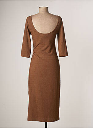 Robe mi-longue manches 3/4 manches 3/4 marron OPULLENCE femme