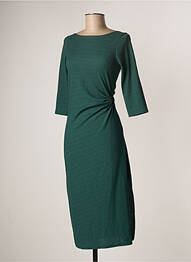 Robe mi-longue manches 3/4 manches 3/4 vert OPULLENCE femme