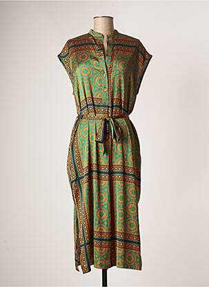 Robe longue manches courtes manches courtes vert VIE TA VIE femme