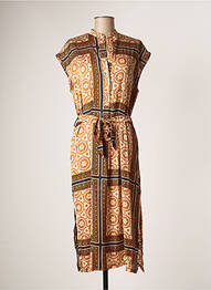 Robe longue manches courtes manches courtes marron VIE TA VIE femme