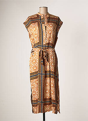 Robe longue manches courtes manches courtes marron VIE TA VIE femme
