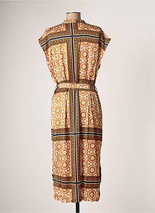 Robe longue manches courtes manches courtes marron VIE TA VIE femme