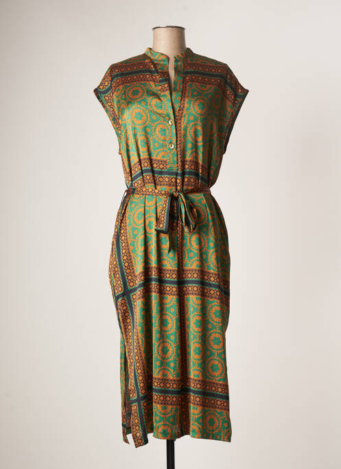 Robe longue manches courtes manches courtes vert VIE TA VIE femme