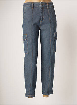 Pantalon chino fermeture zippée sous rabat boutonné taille haute bleu MOS MOSH femme