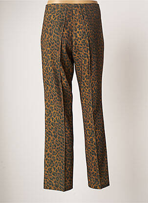 Pantalon droit fermeture zippée sous rabat avec crochet taille normale vert EMA BLUE'S femme