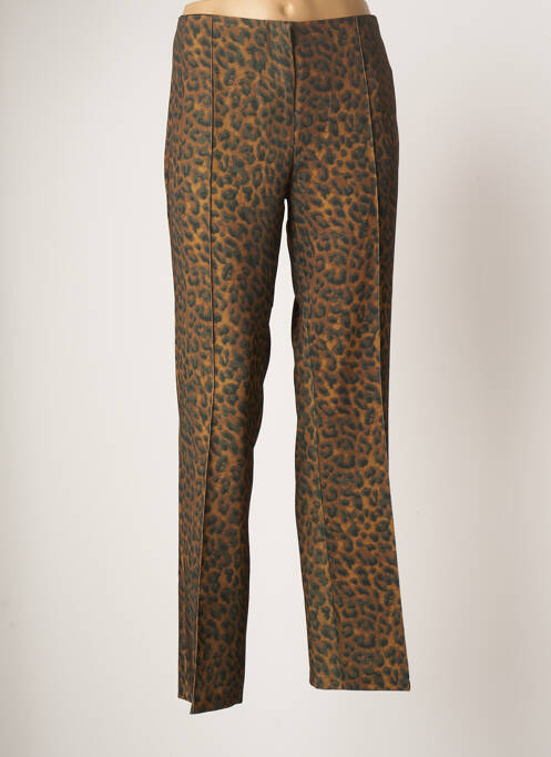 Pantalon droit fermeture zippée sous rabat avec crochet taille normale vert EMA BLUE'S femme