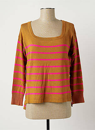 Pull finition bords-côtes manches 3/4 marron SKATÏE femme