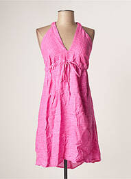 Robe mi-longue col v fines bretelles rose SCARLET ROOS femme